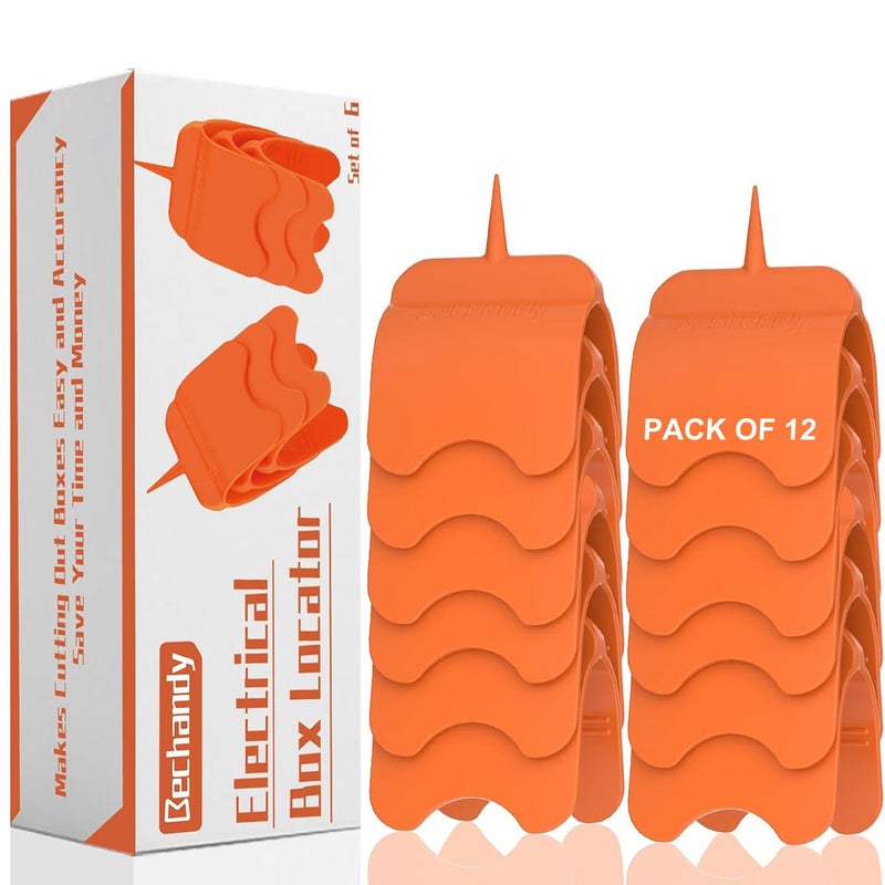 Bechandy 12 Pack Drywall Outlet Marker - No Measuring Needed Marking Tool for Electrical Box Locator, Hard ABS Plastic Cutout for Installation, Wire Protection - Image 1